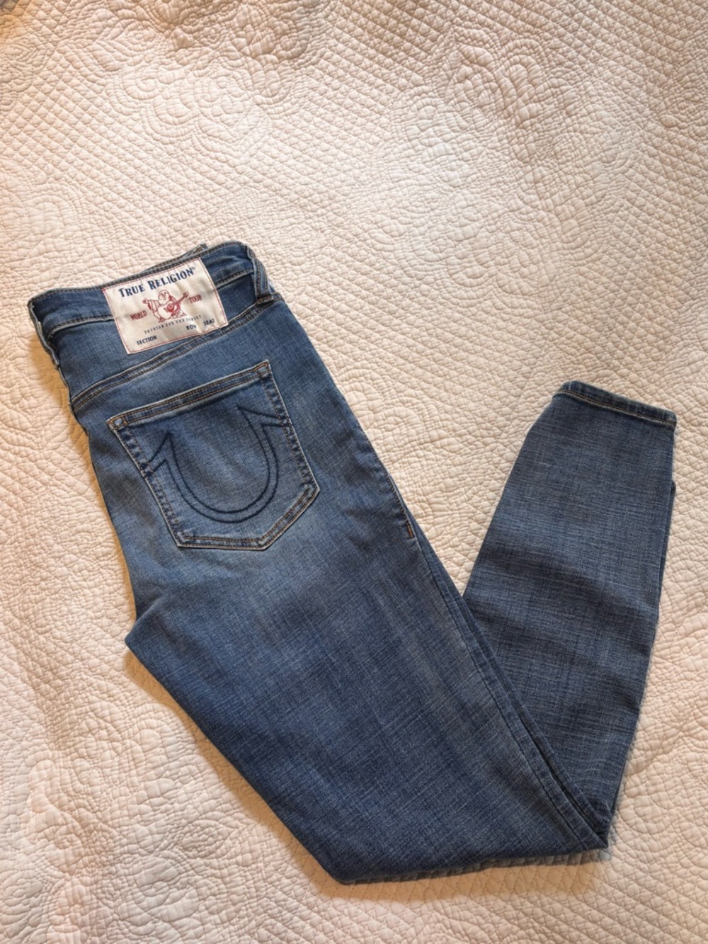 True Religion Halle High Rise Super Skinny Jeans Medium Wash Blue Size 27